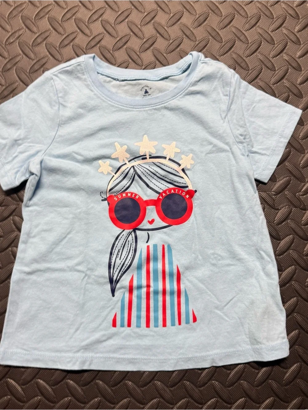 Baby Gap Girls Light Blue Graphic T-Shirt Size 5 Summer Vacation Tee